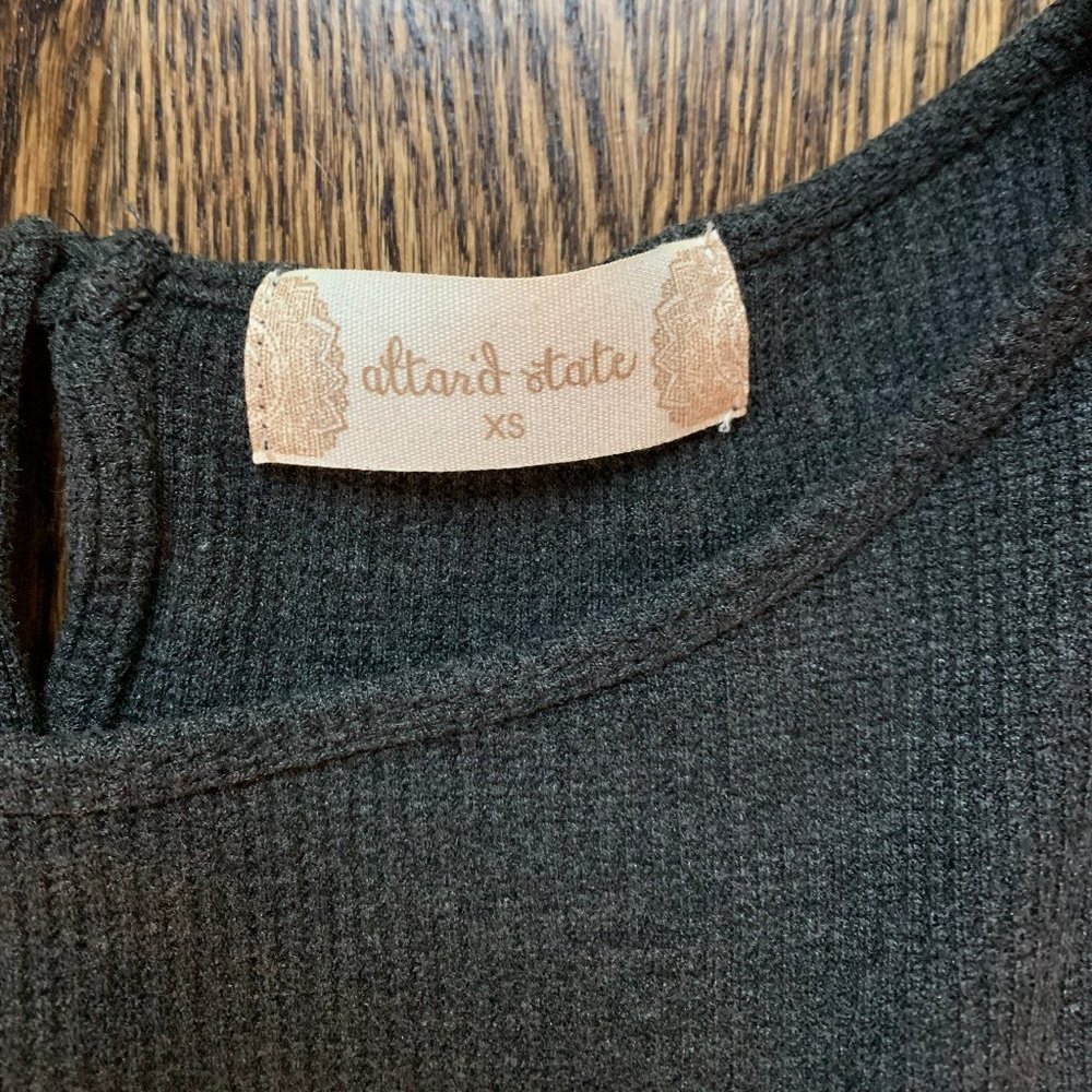 Altar'd State Charcoal Gray Ruffled Top - Picture 2 of 5